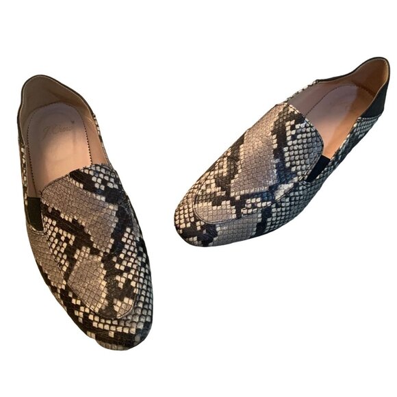 J. CREW CECILE CONVERTIBLE SNAKE EMBOSSED LEATHER SMOKING LOAFERS 6.5-NICE! - Picture 6 of 11
